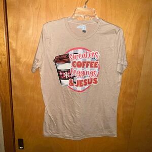 New sweaters coffee Jesus tee M